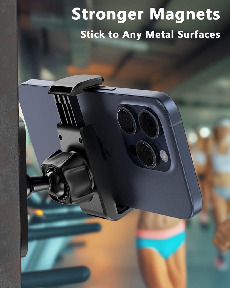 EPhemeralLuxe Gym Magnetic Phone Holder, 360° Adjustable Magnetic Phone Mount Attach to Metal Surface, Gym Magnet Phone Cradles Compatible with All 4.7-6.5" Smartphones - Image 5